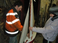 Douglas and Marianne take a look at the old Brockley boat. Photograph: Stephen Ryan